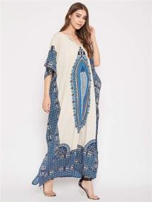 img 1 attached to 🌸 Gypsie Blu Plus Size Women's Kaftans: Kimono Style Polyester Dresses for Loose Caftan Dressing, Evening or Casual Long Maxi for Ladies