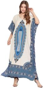 img 4 attached to 🌸 Gypsie Blu Plus Size Women's Kaftans: Kimono Style Polyester Dresses for Loose Caftan Dressing, Evening or Casual Long Maxi for Ladies