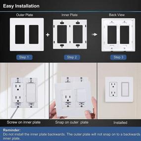 img 2 attached to [5 Pack] BESTTEN 2-Gang Screwless Wall Plate, USWP6 Snow White Series, Decorator Outlet Cover, H4.69” x W4.73”, for Light Switch, Dimmer, GFCI, USB Receptacle, Best Choice for Home Décor