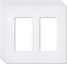 img 4 attached to [5 Pack] BESTTEN 2-Gang Screwless Wall Plate, USWP6 Snow White Series, Decorator Outlet Cover, H4.69” x W4.73”, for Light Switch, Dimmer, GFCI, USB Receptacle, Best Choice for Home Décor