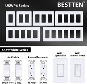 img 1 attached to [5 Pack] BESTTEN 2-Gang Screwless Wall Plate, USWP6 Snow White Series, Decorator Outlet Cover, H4.69” x W4.73”, for Light Switch, Dimmer, GFCI, USB Receptacle, Best Choice for Home Décor