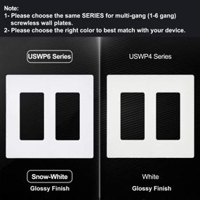 img 3 attached to [5 Pack] BESTTEN 2-Gang Screwless Wall Plate, USWP6 Snow White Series, Decorator Outlet Cover, H4.69” x W4.73”, for Light Switch, Dimmer, GFCI, USB Receptacle, Best Choice for Home Décor