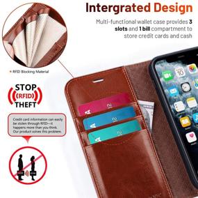 img 2 attached to 📱 iPhone 12 Pro Max Wallet Case - OCASE PU Leather Flip Folio Case with Card Holders, RFID Blocking, Kickstand & Shockproof TPU Inner Shell - Brown, 6.7 Inch Phone Cover