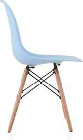 img 2 attached to 🪑 CozyBlock Molded Plastic Dining Shell Chair with Birch Wood Eiffel Legs, Set of 2: Blue, 20L x 18.5W x 31.5H