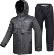 ilm motorcycle rain suit waterproof wear resistant 6 pockets 2 piece set with jacket and pants fits men (men&#39 motorcycle & powersports logo