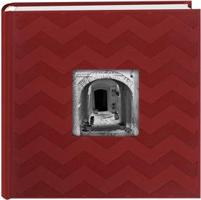 img 2 attached to 📸 Pioneer DA-200CVR 200-Pocket Chevron Embossed Frame Leatherette Photo Album, 4x6", Red