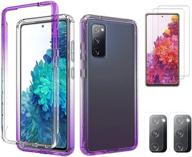 📱 samsung galaxy s20 fe 5g case - tpu back cover with pc hard front bumper, clear screen protector tempered glass, camera protector film [includes 2 screen protectors, 2 camera protectors, and 1 phone case] - purple logo