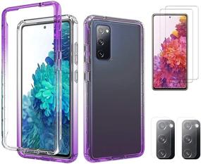 img 4 attached to 📱 Samsung Galaxy S20 FE 5G Case - TPU Back Cover with PC Hard Front Bumper, Clear Screen Protector Tempered Glass, Camera Protector Film [Includes 2 Screen Protectors, 2 Camera Protectors, and 1 Phone Case] - Purple