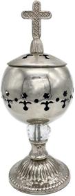 img 4 attached to 🕯️ Silver Charcoal Incense Burner with Catholic Cross Censer: Essential Brass Plated Distiller for Churches and Homes