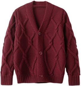 img 4 attached to Adorable Toddler Chunky Cardigan Sweater Sleeve Boys' Clothing: Style and Warmth Combined