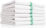 🍽️ premia kitchen green dish towels - 12 units, absorbent 100% cotton herringbone, commercial quality - classic white tea towels stripes, low lint logo