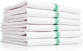 img 4 attached to 🍽️ Premia Kitchen Green Dish Towels - 12 Units, Absorbent 100% Cotton Herringbone, Commercial Quality - Classic White Tea Towels Stripes, Low Lint
