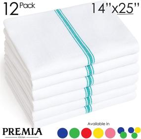img 3 attached to 🍽️ Premia Kitchen Green Dish Towels - 12 Units, Absorbent 100% Cotton Herringbone, Commercial Quality - Classic White Tea Towels Stripes, Low Lint