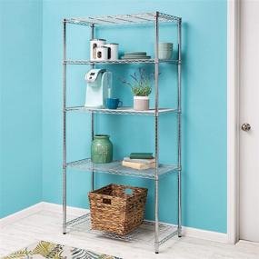 img 2 attached to 📦 Honey-Can-Do 5-Tier Black Storage Shelves - 18x36x72 Inches, Chrome Plated