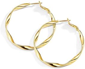 img 4 attached to 🔗 Set of Gold Thick Small Hoop Earrings, Minimalist Open Hoops for Women and Girls - Punk Jewelry Gifts