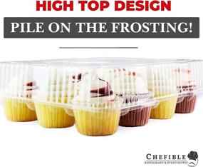 img 1 attached to 🧁 Chefible 12 Compartment Cupcake Container - Premium Set of 4 | Disposable Dozen Cavity Cupcake Carrier with Secure High Top Design