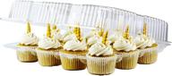 🧁 chefible 12 compartment cupcake container - premium set of 4 | disposable dozen cavity cupcake carrier with secure high top design logo