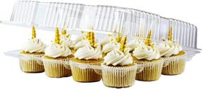 img 4 attached to 🧁 Chefible 12 Compartment Cupcake Container - Premium Set of 4 | Disposable Dozen Cavity Cupcake Carrier with Secure High Top Design