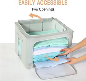 img 1 attached to 📦 HOUSE AGAIN Sturdy Stackable Storage Bags/Boxes - Metal Frame, Durable Handles, Clear Window, and Zipper Closure - Ideal for Clothes and Bedding - Small, Grey