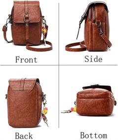img 3 attached to 👜 Compact Leather Crossbody Shoulder Bag with Headphone Plug and Cellphone Wallet Purse