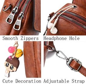 img 1 attached to 👜 Compact Leather Crossbody Shoulder Bag with Headphone Plug and Cellphone Wallet Purse