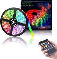 rgb music sync led strip lights - battery powered, 2m flexible tape light, waterproof, remote control - ideal for home party decoration логотип