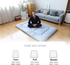 img 1 attached to 🛏️ XICIKIN Japanese Floor Mattress: Foldable, Portable Tatami Mat for Camping - Grey, Twin Full Queen