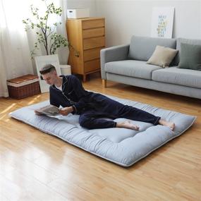 img 3 attached to 🛏️ XICIKIN Japanese Floor Mattress: Foldable, Portable Tatami Mat for Camping - Grey, Twin Full Queen