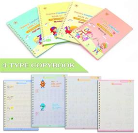 img 2 attached to 📚 Reusable Handwriting Copybook Set for Kids - 4 Pack Magic Practice Copybook for Letter Writing, Calligraphy, and Hand Lettering with Pen & Aid Pen Grip - Age 2-8