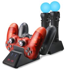 img 4 attached to YOUSHARES PlayStation 4 Move Charging Station – Quad Charger Dock for PS4 Move Controllers and Motion Gamepad, Compatible with PS4 Slim, PS4 VR, and Pro Controller