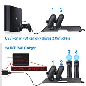 img 1 attached to YOUSHARES PlayStation 4 Move Charging Station – Quad Charger Dock for PS4 Move Controllers and Motion Gamepad, Compatible with PS4 Slim, PS4 VR, and Pro Controller