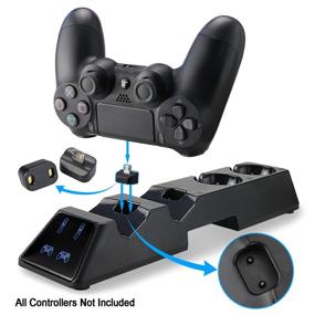 img 3 attached to YOUSHARES PlayStation 4 Move Charging Station – Quad Charger Dock for PS4 Move Controllers and Motion Gamepad, Compatible with PS4 Slim, PS4 VR, and Pro Controller