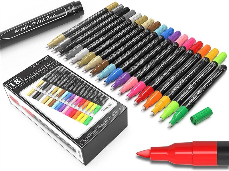 18 Pcs Acrylic Marker Pens, Waterproof ,Acrylic Pen For Rock Painting,  Stones And Eggs Glass, Wood, Canvas, Handcraft DIY Painting, Perfect For  Easter