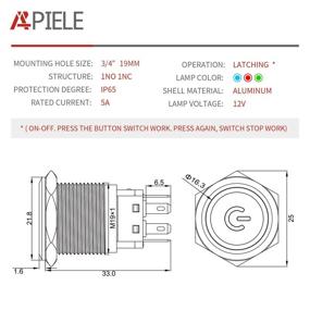 img 3 attached to APIELE 19Mm Latching Push Button Switch 3/4&#34