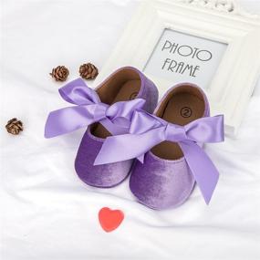 img 1 attached to 👶 Baby Girls Soft Sole Mary Jane Shoes with Bow - Princess Dress Wedding Slippers - Newborn Crib Shoes - First Walkers Shoes by KIDSUN