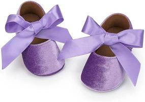 img 3 attached to 👶 Baby Girls Soft Sole Mary Jane Shoes with Bow - Princess Dress Wedding Slippers - Newborn Crib Shoes - First Walkers Shoes by KIDSUN