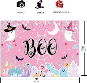 img 3 attached to 🎃 Funnytree Pastel Halloween Backdrop - 7x5FT Pink Ghost Girls Birthday Party Background, Boo Theme Hallowmas Banner, Cute Spooky Bat Pumpkin Decoration Supplies, Photo Booth Prop