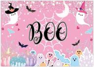 🎃 funnytree pastel halloween backdrop - 7x5ft pink ghost girls birthday party background, boo theme hallowmas banner, cute spooky bat pumpkin decoration supplies, photo booth prop logo