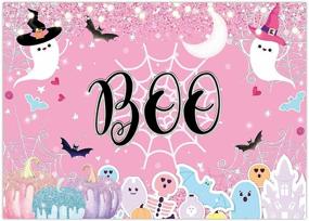 img 4 attached to 🎃 Funnytree Pastel Halloween Backdrop - 7x5FT Pink Ghost Girls Birthday Party Background, Boo Theme Hallowmas Banner, Cute Spooky Bat Pumpkin Decoration Supplies, Photo Booth Prop