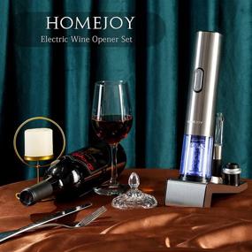 img 2 attached to 🍷HOMEJOY Подарочный набор электрического штопора для вина: 6-в-1 автоматический беспроводной вакуумный насос с фольгорезом, пробкой, наливалкой и подставкой - идеально подходит для домашней вечеринки или свадьбы.