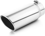 🚚 a-karck 5 inch inlet exhaust tip: polished stainless steel truck tailpipe - bolt on, 6 inch outlet, 15 inch long logo