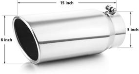 img 3 attached to 🚚 A-KARCK 5 Inch Inlet Exhaust Tip: Polished Stainless Steel Truck Tailpipe - Bolt On, 6 Inch Outlet, 15 Inch Long