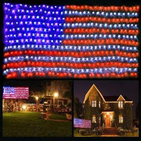 img 4 attached to (2021 New) FUNIAO American Flag Lights - Waterproof LED USA Flag Net Lights for Christmas, Patriot Day, Independence Day