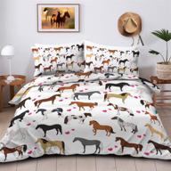 🐴 arightex horse bedding: charming cartoon farm animals duvet cover for girls - full size. logo