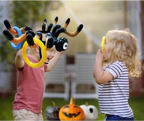 img 1 attached to Set of 3 Giant Spider Witch Hat Ring Toss Inflatable Halloween Party Games for Kids and Adults - Indoor/Outdoor Carnival Family Entertainment, Spider Toys for Halloween School Party Favors (Includes 3 Giant Spiders and 12 Rings)