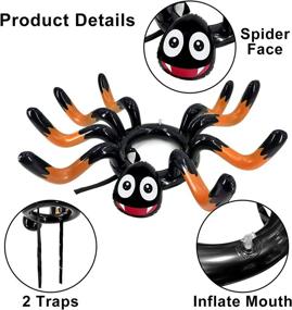 img 2 attached to Set of 3 Giant Spider Witch Hat Ring Toss Inflatable Halloween Party Games for Kids and Adults - Indoor/Outdoor Carnival Family Entertainment, Spider Toys for Halloween School Party Favors (Includes 3 Giant Spiders and 12 Rings)