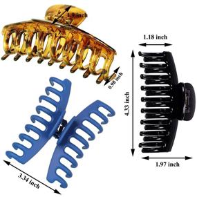 img 3 attached to 👱 Превосходное качество большие зажимы для волос Sincika Large Claw - 6 шт. Большие зажимы для густых волос, 4,3 дюйма прочные заколки для женщин и девочек - модные аксессуары для волос.