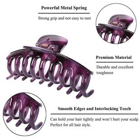 img 2 attached to 👱 Превосходное качество большие зажимы для волос Sincika Large Claw - 6 шт. Большие зажимы для густых волос, 4,3 дюйма прочные заколки для женщин и девочек - модные аксессуары для волос.