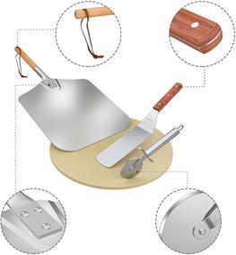 img 2 attached to 🍕 Onlyfire Pizza Grilling Tool Kit: Round Pizza Stone, Stainless Steel Peel, Cutter & Shovel - 4-Piece Set for Oven Grill Baking