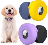 🔑 4 pack breakix holder for airtag - silicone pet collar case, anti-lost cover with loop holder for airtags 2021 - perfect for dog collars & backpack bags - black, blue, purple, yellow logo